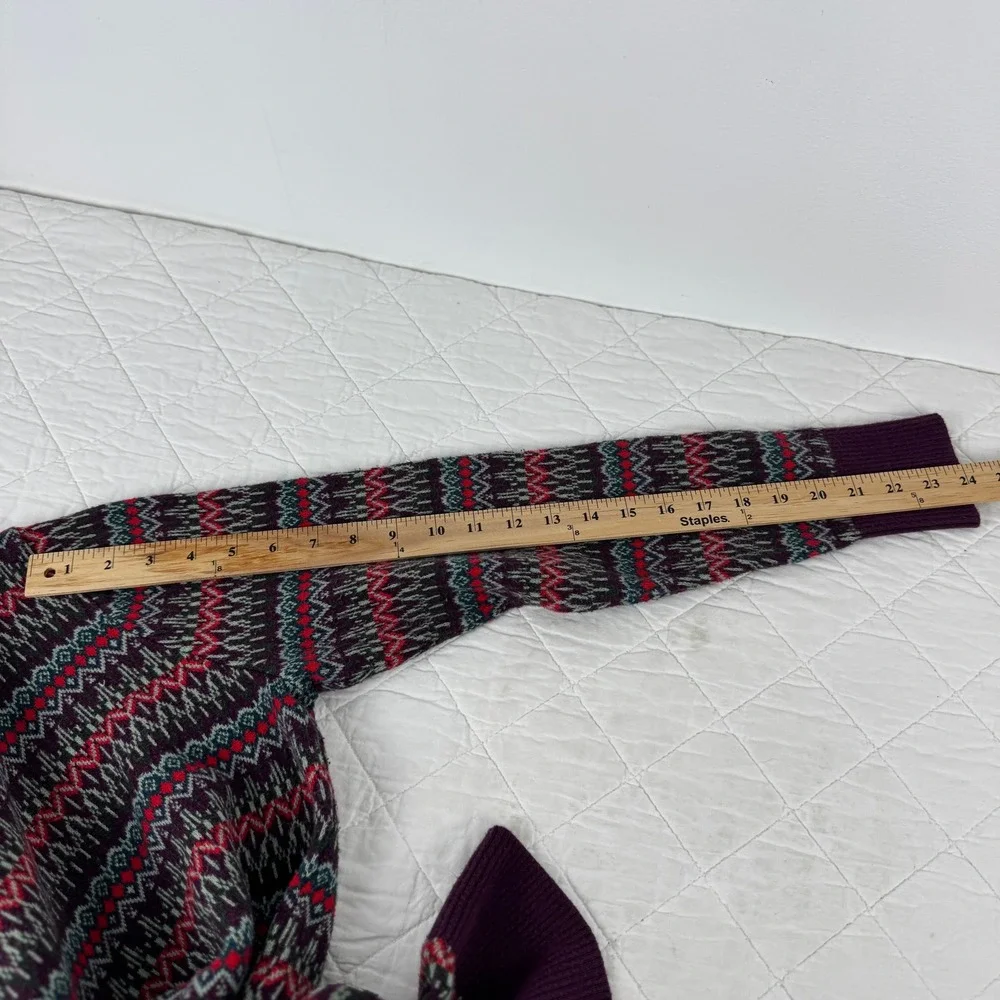 LL Bean Womens Purple‎ Fair Isle Turtleneck Sweater Size M Regular Knit Pullover